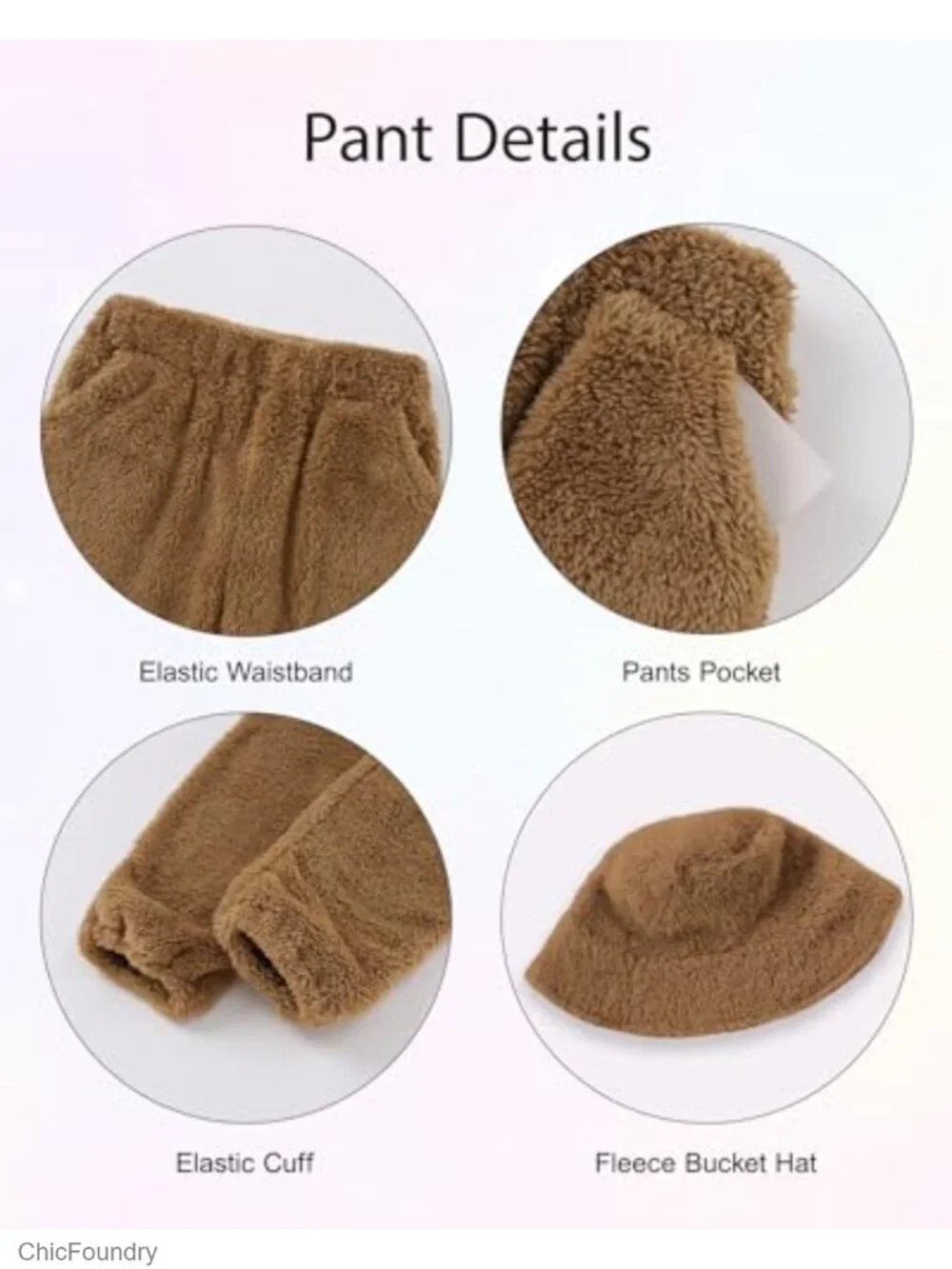 Girls 3 Piece Fuzzy Fleece Pants Set with Quarter-Zip and Hat